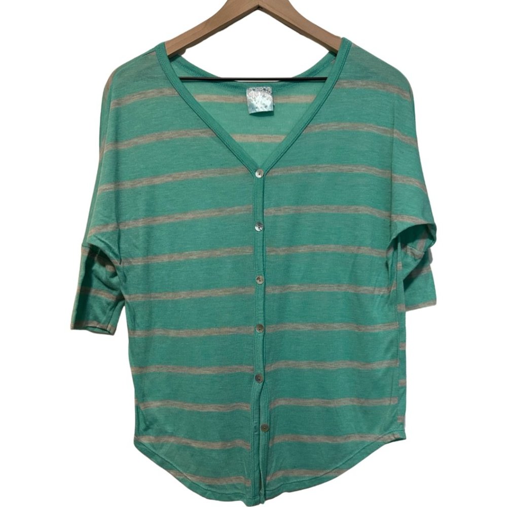 Teal Striped Lightweight Cardigan